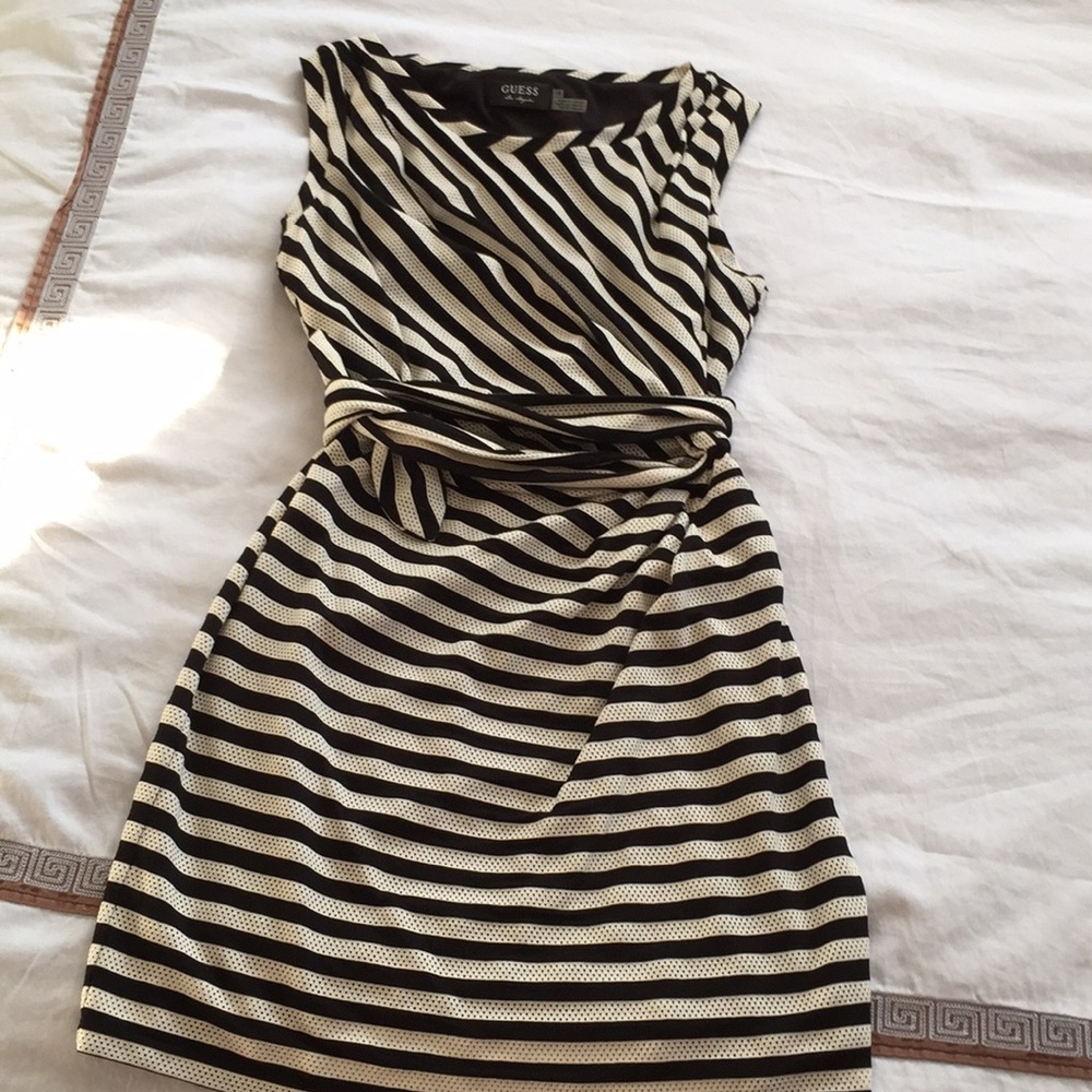 GUESS black and cream perforated dress